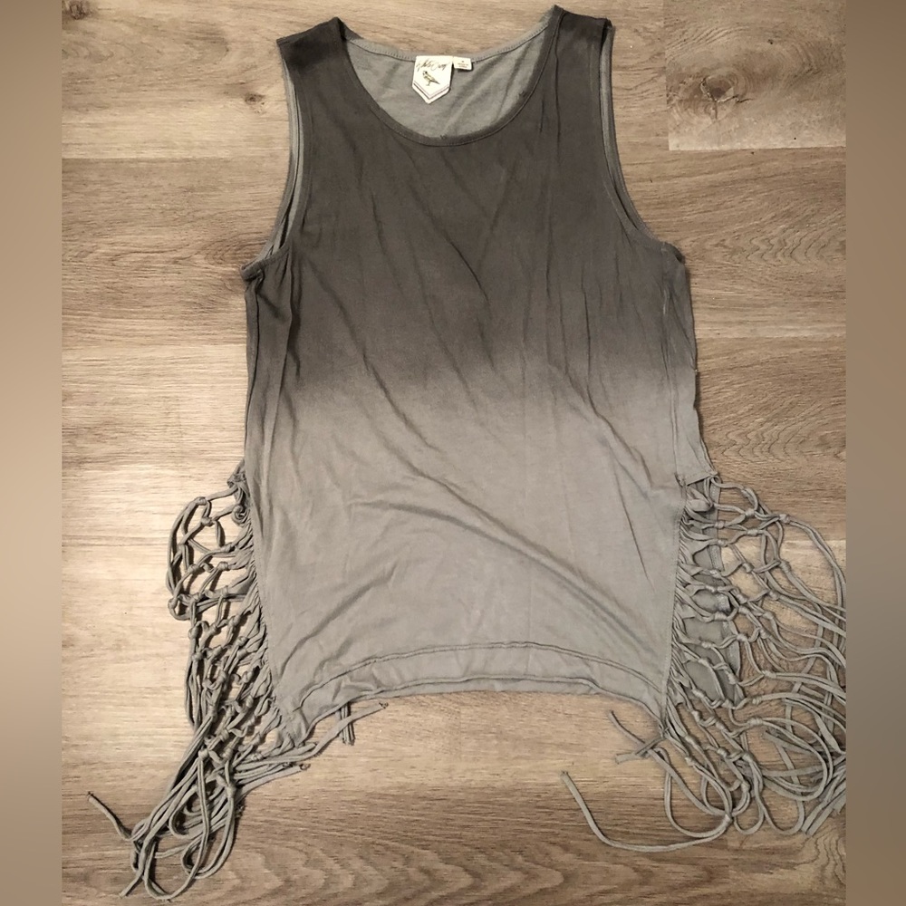 Medium White crow ombré tank The side are braided and see through.
